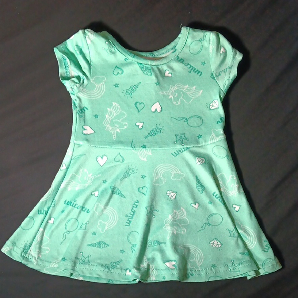 Green Unicorn Print Dress